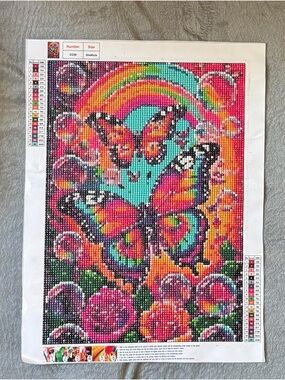 Finished Vibrant Rainbow Butterfly Diamond Painting